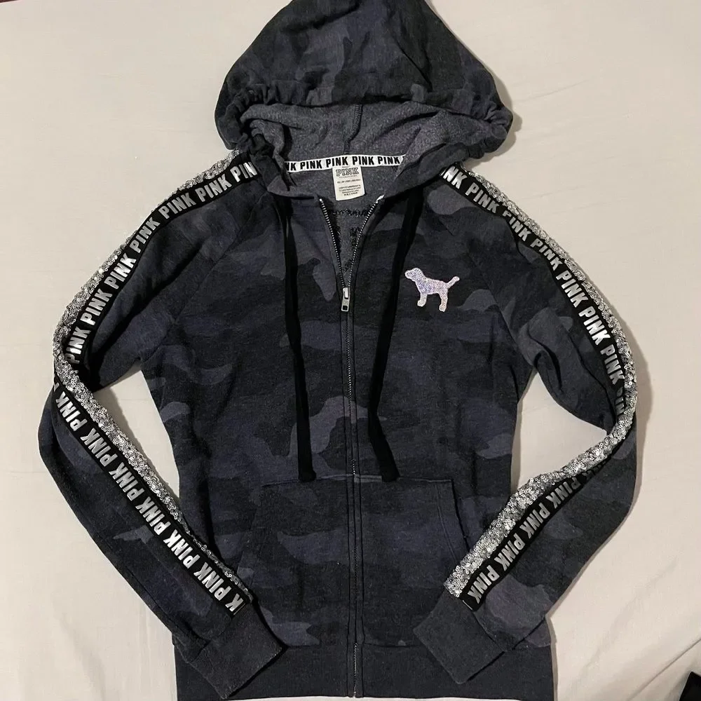 VS PINK Bling Zip Up Hoodie XS - Picture 1 of 4